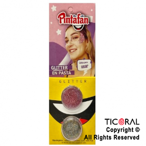 MAQUILLAJE GLITTER EN PASTA SET X 2 COLORES FUCSIA Y PLATA 015-10 x 1